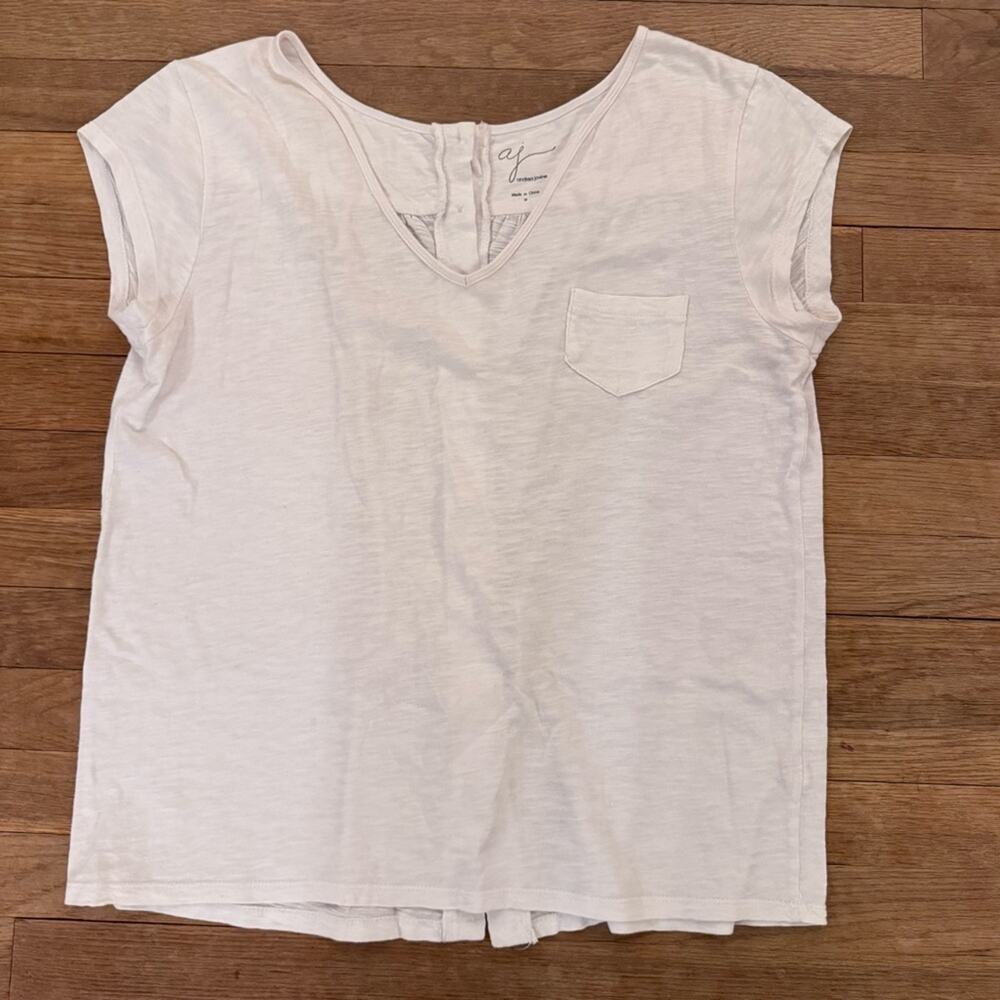Andrea Jovine Women's 100% Cotton White Button Back Top - Size M
 b85
